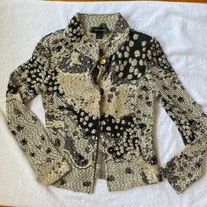 St. John animal print boucle knit long-sleeve jacket, Size 2